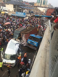 The scene of the accident on the Kwame Nkrumah flyover