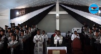 Some members of the school choir singing a hymn during the thanksgiving service