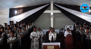 Some members of the school choir singing a hymn during the thanksgiving service