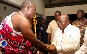 Nana Addo Dankwa Akufo-Addo shakes hands with a Volta Chief