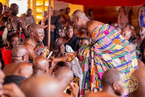 Otumfuo Osei Tutu II and Chief of Oguaa Traditional Council, Osabarima Kwasi Atta II