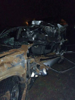 Supt Kofi Sarpong escaped unhurt but his car is beyond repairs