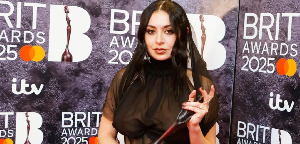 Charli XCX at the 2025 Brit Awards after she won in five categories