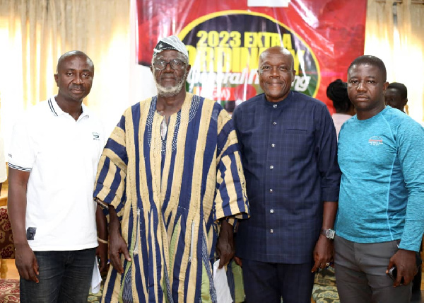 IMC Chairman, Naa Abdulai Abdul Razak (in smock) in a pose with three others at the  meeting