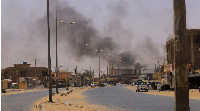 Smoke rises in Omdurman, near Halfaya Bridge, during clashes between RSF and the army