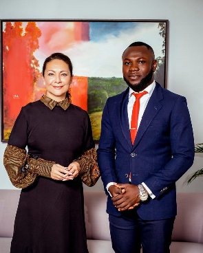 Ingrid Mollestad, Norway's Ambassador to Ghana with Nana Kwame