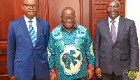 BoG Governor Dr. Addison (L), President Akufo-Addo (M) and Vice President Mahamudu Bawumia (R)