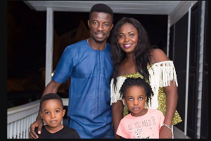 Actor Kwaku with his ex-wife and kids