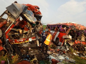 Eleven people have been confirmed dead in a gory accident Wednesday dawn on the Suhum-Nsawam highway