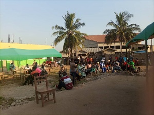 Some stranded voters at the  Ibaadu Rahman Islamic polling station in the Tema West Constituency