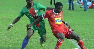 A scene from a game involving Bechem United and Kotoko in the past league
