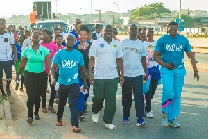MP for Trobu Constituency, Anim Moses (m) and Carlos Fugar on extreme right during the walk