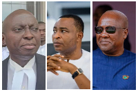 Atta Akyea (L) has denied seeking pardon for Wontumi (M)