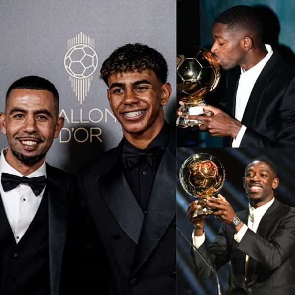 A photo of Mounir Nasraoui, Lamine Yamal and Ousmane Dembele