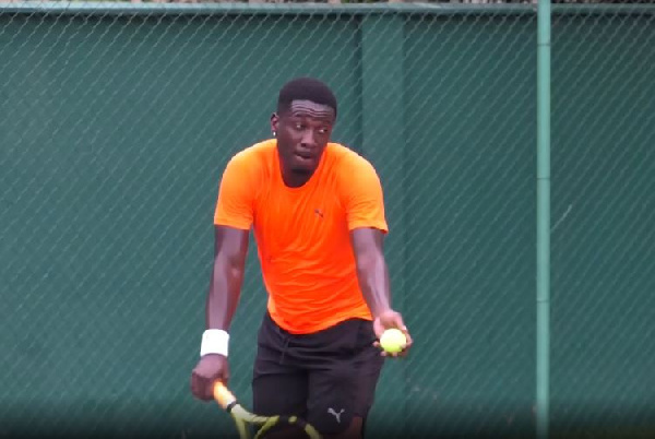 Former Black Stars Captain Asamoah Gyan playing tennis