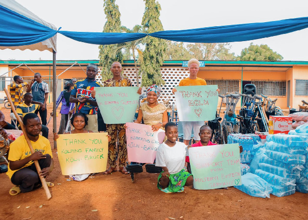 The donations included water, wheelchairs, walking aids, Zimmer frames, and essential items