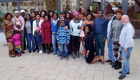 Some members of the Ewe Union in Hamburg take a group photo