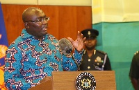 Vice President, Dr Mahamudu Bawumia answering questions at the presidential encounter with the media