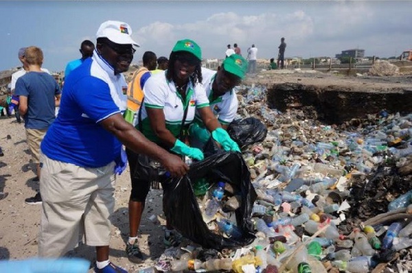 The Korle-Naa beach in Accra has been cleared of tons of plastic bottles