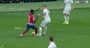 Partey was sent off for a poor challenge on Toni Kroos