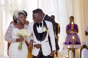 Stonebwoy and wife during their wedding