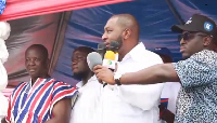 Kwabena Asamoah (white) speaking at the campaign launch