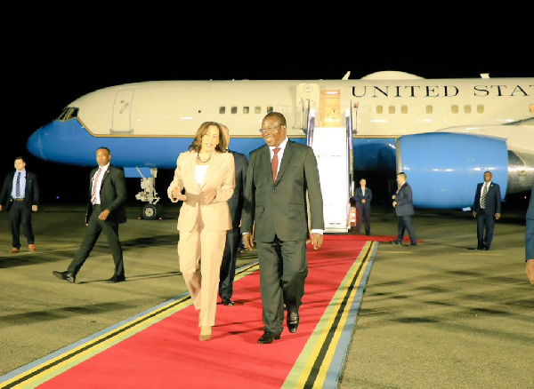 Kamala Harris with Tanzania VP Philip Mpango