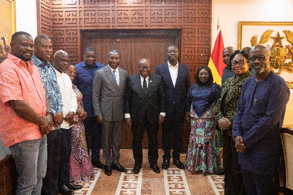 President Akufo-Addo with the leaders of the Minority and the Majority in Parliament
