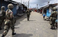 Soldiers parading streets in Bawku