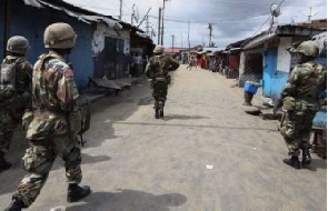 Soldiers parading streets in Bawku