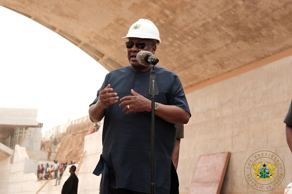 President Mahama speaking during a working visit to the project site