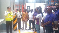 Chris Goodsir takes a team around the Swissport Ghana facilities at the Kotoka International Airport