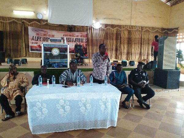 Member of Parliament for Upper Manya Krobo, Bismark Tetteh Nyarko (with the microphone)