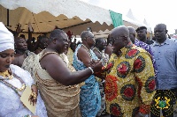 President Akufo-Addo with the Gbese Mantse at the sod cutting ceremony