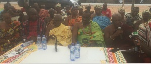 Togbega Gabusu VI addressing a press conference with some Traditional leaders