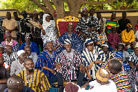 The Yagbonwura (center-back), Samuel Abu Jinapor (center-front) and othe dignitaries