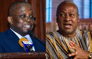 Daniel Yao Domelevo (L) and President John Dramani Mahama (R)