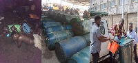 The suspects were arrested while transferring fuel from a ship to drums and gallons at Aflao