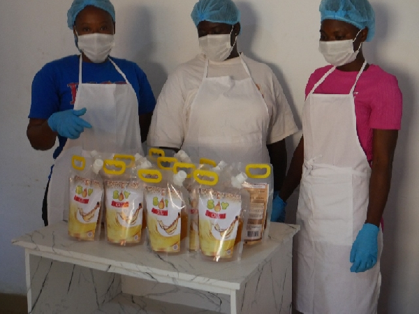 The women displaying their produce