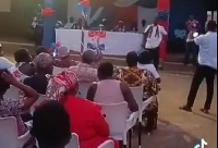 Screenshot from the video of Sammy Awuku addressing some NPP delegates