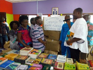 41 boxes of books were donated to the Obuasi library