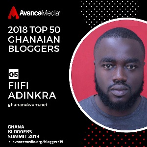 Fiifi Adinkra was ranked No 5 on the list of  Top 50 Ghanaian Bloggers