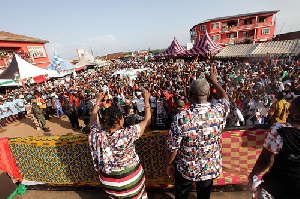 President John Dramani Mahama with Lordina at a rally in the Brong Ahafo Region