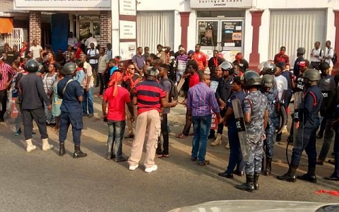 Aggrieved customers of Menzgold embarked on a demonstration Tuesday January 7