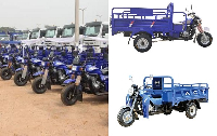 A collaged photo of some tricycles in Ghana