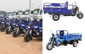 A collaged photo of some tricycles in Ghana A collaged photo of some tricycles in Ghana