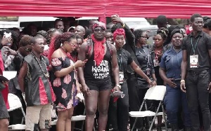 Bukom Banku in his 'bizzare' looking outfit during Ebony's funeral at the State House