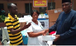 The NGO presented a cheque of GHC1,000 to support the hospital to meet its daily needs