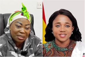 Women’s Organiser Gloria Huze (L) and MCE Jerryne Asante clash over warehouses