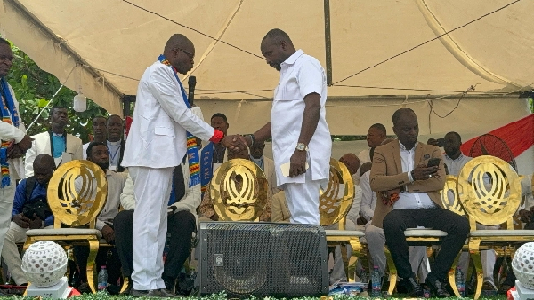 Former General Secretary of the New Patriotic Party (NPP), John Boadu (R)